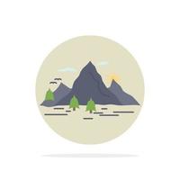 naturaleza colina paisaje montaña escena color plano icono vector