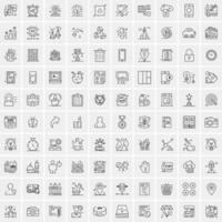 paquete de 100 iconos de líneas universales para móviles y web vector