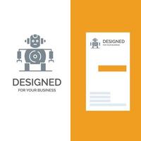 Cnc Robotics Technology Grey Logo Design and Business Card Template vector