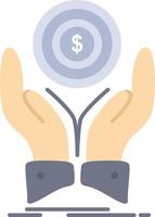 coin hand stack dollar income Flat Color Icon Vector