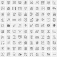 paquete de 100 iconos de líneas universales para móviles y web vector