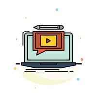 Laptop Player Screen Tutorial Video Abstract Flat Color Icon Template vector