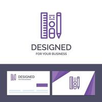 tarjeta de visita creativa y plantilla de logotipo pluma lápiz escala educación vector ilustración