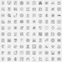 paquete de 100 iconos de líneas universales para móviles y web vector