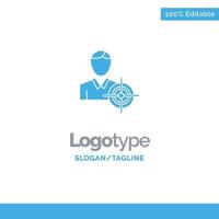 hombre foco objetivo objetivo azul sólido logotipo plantilla lugar para eslogan vector