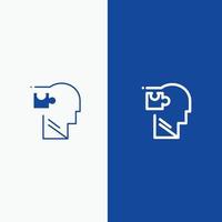 Human Logical Mind Puzzle Solution Line and Glyph Solid icon Blue banner Line and Glyph Solid icon B vector