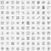 paquete de 100 iconos de líneas universales para móviles y web vector