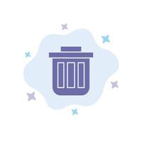 Trash Basket Bin Can Container Dustbin Office Blue Icon on Abstract Cloud Background vector