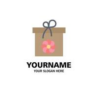 Gift Box Flower Spring Business Logo Template Flat Color vector