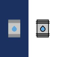 Barrel Oil Fuel flamable Eco  Icons Flat and Line Filled Icon Set Vector Blue Background