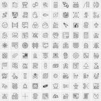 paquete de 100 iconos de líneas universales para móviles y web vector