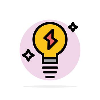 icono de color plano de fondo de círculo abstracto de potencia de luz de bombilla vector