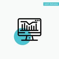 Computer Static Graph Monitor turquoise highlight circle point Vector icon