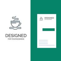 Tea Cup Coffee Hotel Grey Logo Design and Business Card Template vector