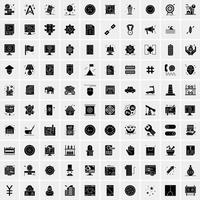 Set of 100 Universal Solid Icons vector