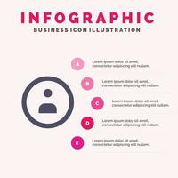 interfaz navegación usuario sólido icono infografía 5 pasos presentación antecedentes vector