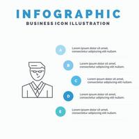 Man User Manager Student Line icon with 5 steps presentation infographics Background vector