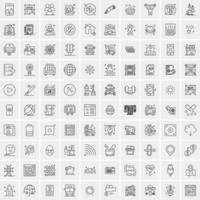 paquete de 100 iconos de líneas universales para móviles y web vector