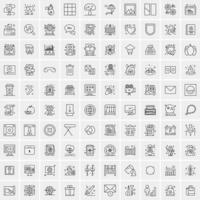 paquete de 100 iconos de líneas universales para móviles y web vector