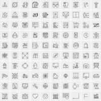 paquete de 100 iconos de líneas universales para móviles y web vector