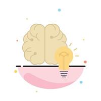 idea negocio cerebro mente bombilla color plano icono vector