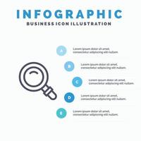 Find Search View Glass Line icon with 5 steps presentation infographics Background vector