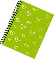 Green notebook, illustration, vector on white background.