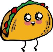 Cute taco, illustration, vector on white background