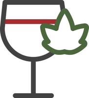 Red wine in glass with leaf, illustration, vector on a white background.