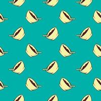 Soup bowl ,seamless pattern on green background. vector