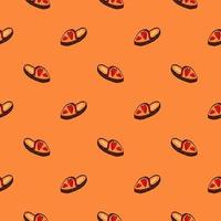 Small slippers , seamless pattern on a orange background. vector