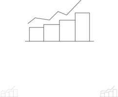 gráfico de crecimiento gráfico de diagrama de flujo aumentar el progreso conjunto de iconos de línea negra en negrita y delgada vector