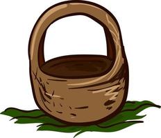 Big brown basket, illustration, vector on white background.