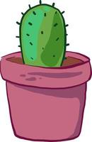 Cactus in pink pot , illustration, vector on white background