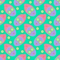 Cucumber mask, seamless pattern on blue background. vector