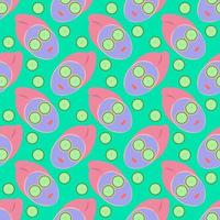 Cucumber mask, seamless pattern on blue background. vector