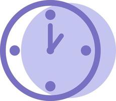 Purple round clock, illustration, vector on white background.