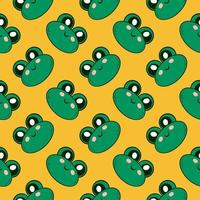 Cute little frogs,seamless pattern on Oker background. vector