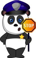 Panda policía, ilustración, vector sobre fondo blanco.