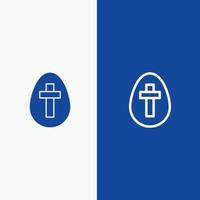 Egg Easter Holiday Sign Line and Glyph Solid icon Blue banner Line and Glyph Solid icon Blue banner vector