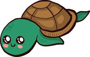 Cute little turtle, illustration, vector on white background