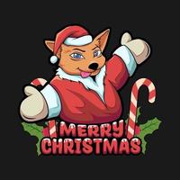 Christmas Dog T-shirt Design Artwork, Merry Christmas Poster Illustration vector