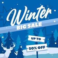 banner de promoción de venta de invierno, banner cuadrado de ofertas especiales de invierno, publicidad de publicaciones en redes sociales, vector de fondo de invierno