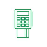 eps10 green vector pos terminal payment line icon isolated on white background. credit card and check outline symbol in a simple flat trendy modern style for your website design, logo, and mobile app