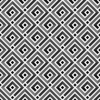 BLACK AND WHITE ABSTRACT SEAMLESS PATTERN WITH SQUARE SPIRALS IN VECTOR