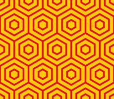 RED SEAMLESS VECTOR BACKGROUND WITH YELLOW HEXAGONS