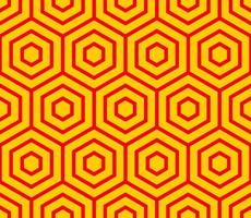 RED SEAMLESS VECTOR BACKGROUND WITH YELLOW HEXAGONS