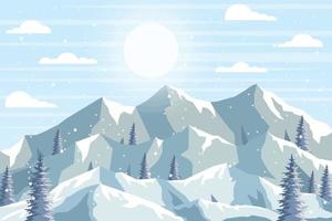 mountains landscape winter illustration background vector