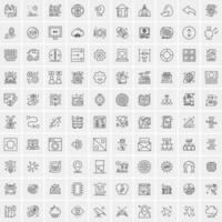 paquete de 100 iconos de líneas universales para móviles y web vector