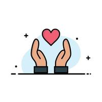 Hand Love Charity  Business Flat Line Filled Icon Vector Banner Template